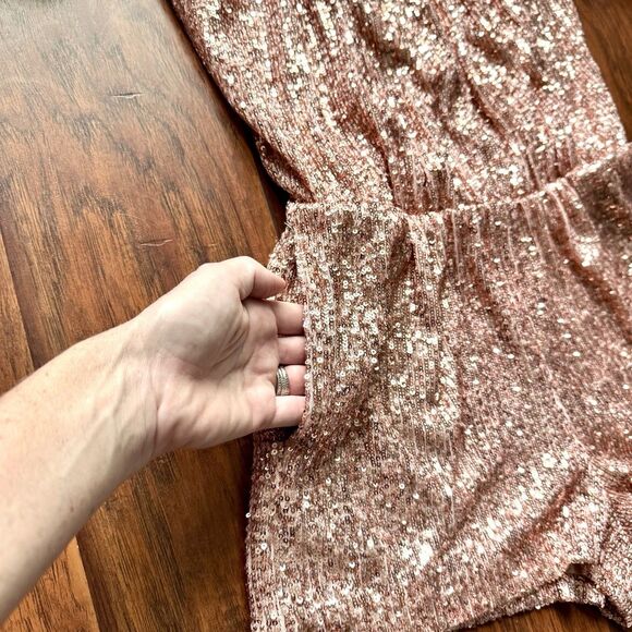 Juan Carlos Pink Sequin Romper Sz Small Bachelorette Birthday Party Vegas Bridal - Picture 8 of 15